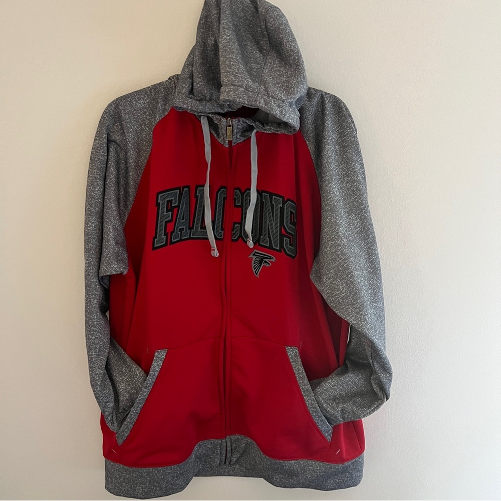 Falcons Hoodie XL Full Zip Pockets Red Gray